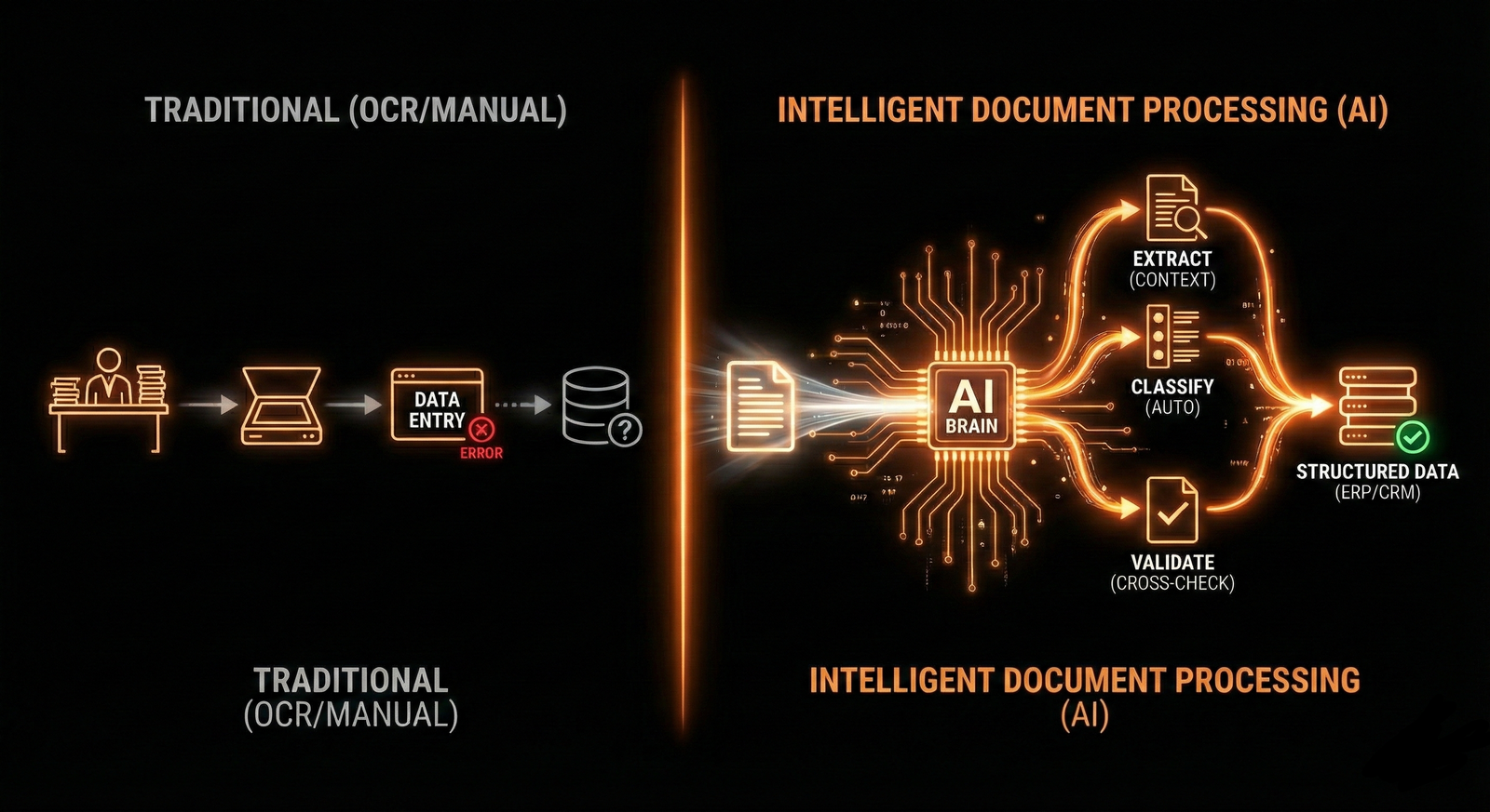 Illustration of Artificial Intelligence scanning digital documents