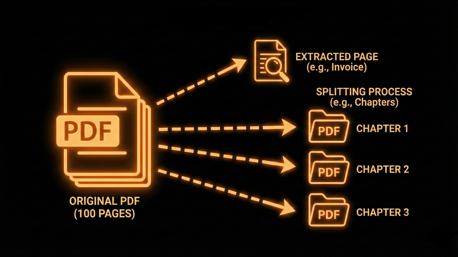 Illustration of splitting a PDF document into smaller parts